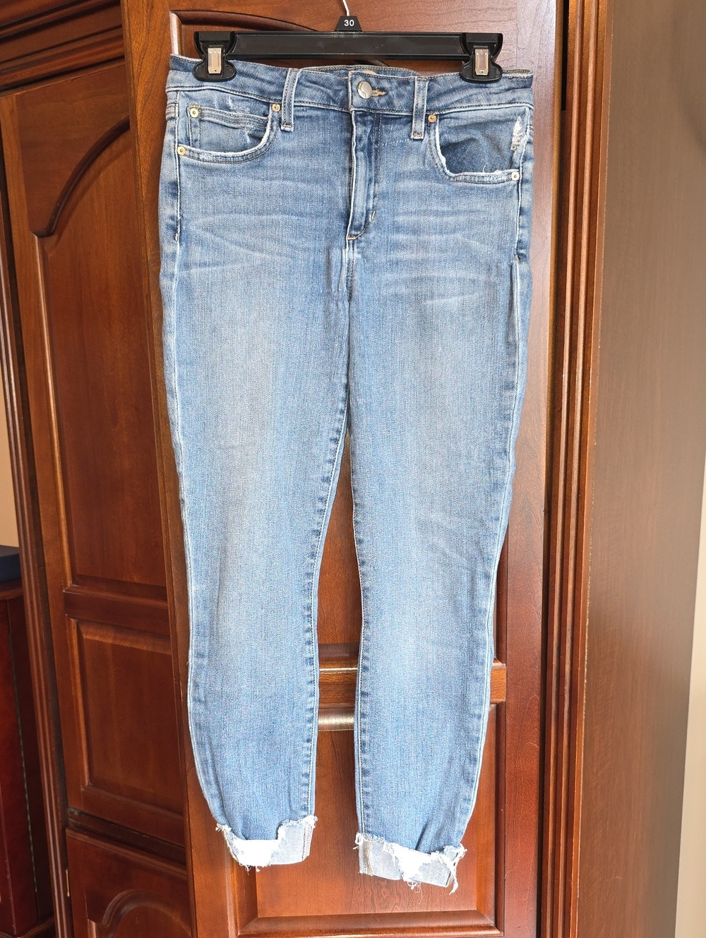 Joe's Jeans Distressed Hem Mid Rise Skinny Ankle Jeans